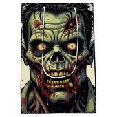 Spooky Zombie en Spiderwebs Halloween Medium Cadeauzakje (Achterkant)