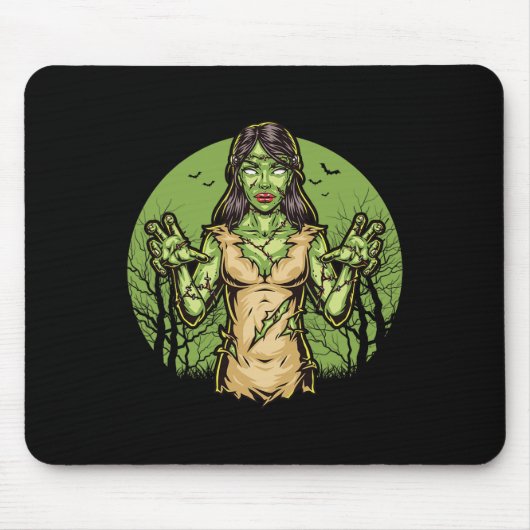 Spooky Zombie Grappig Halloween Scary Zombie Hallo Muismat (Voorkant)