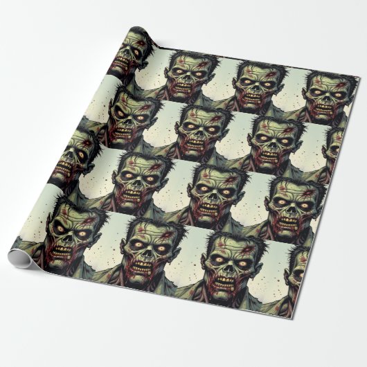 Spooky Zombie Halloween Cadeaupapier (Uitgerold)