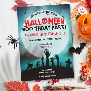 Spooky Zombie Halloween Kids Birthday Party Kaart