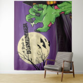 Spooky Zombie Halloween Party Fotoachtergrond Wandkleed (In situ)