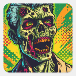 Spooky Zombie Halloween Party Vierkante Sticker