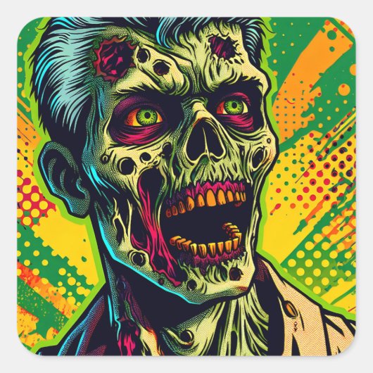 Spooky Zombie Halloween Party Vierkante Sticker (Voorkant)
