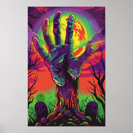 Spooky Zombie Hand Rising Poster (Voorkant)