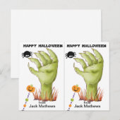 Spooky Zombie Hand School Party Halloween Kaart (Voorkant / Achterkant)