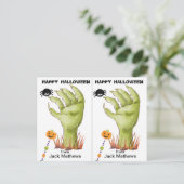 Spooky Zombie Hand School Party Halloween Kaart (Staand voorkant)