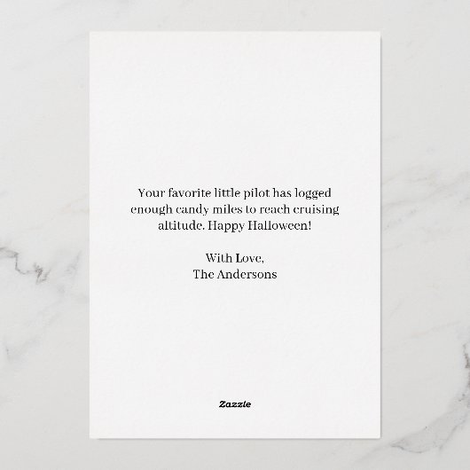 Spooky Zombie Pilot Foto Grappige Foto Halloween Folie Feestdagenkaart (Achterkant)