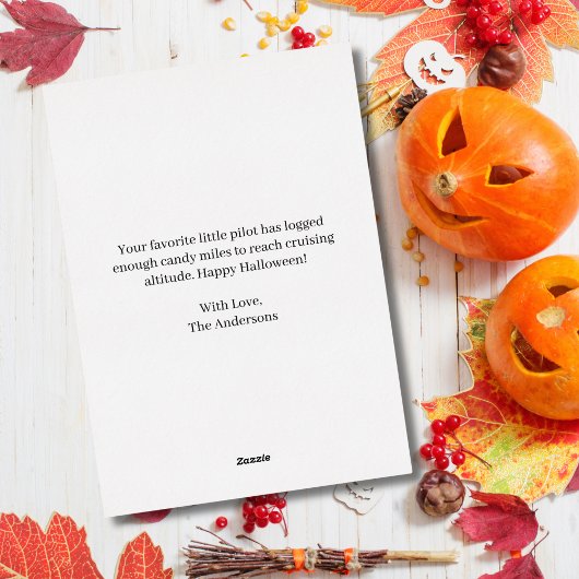 Spooky Zombie Pilot Foto Grappige Foto Halloween Folie Feestdagenkaart