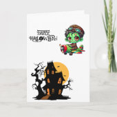 Spooky Zombie Pilot Vliegtuig & Haunted House Foto Kaart (Voorkant)