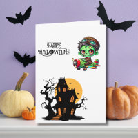 Spooky Zombie Pilot Vliegtuig & Haunted House Foto