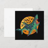 Spooky Zombie Shark Halloween Zee creatie Kaart (Voorkant / Achterkant)
