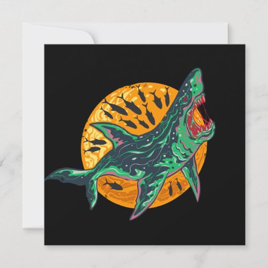Spooky Zombie Shark Halloween Zee creatie Kaart (Voorkant)