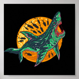 Spooky Zombie Shark Halloween Zee creatie Poster