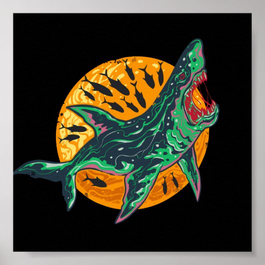 Spooky Zombie Shark Halloween Zee creatie Poster (Voorkant)
