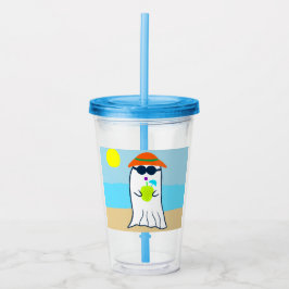 Spooky zomer spook op het strand acryl drinkbeker