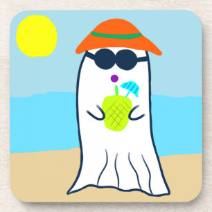 Spooky zomer spook op het strand bier onderzetter