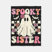 Spooky Zus Halloween Ghost Kostuum Retro Groovy Fleece Deken (Voorkant)