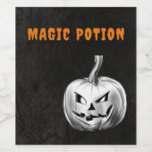 Spooky Zwart en Grijs Halloween Party Wijn Etiket (Enkel label)