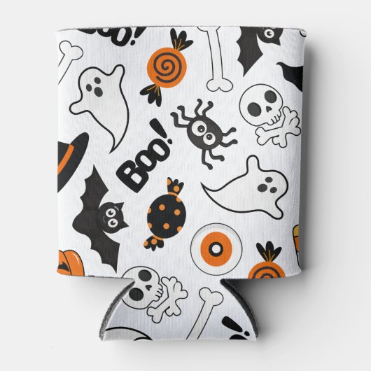 Spooky zwart en Oranje Halloween Party Blikjeskoeler (Voorkant)