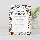 Spooky zwart en Oranje Halloween Party Kaart (Staand voorkant)