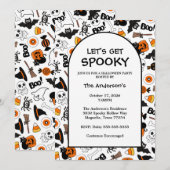 Spooky zwart en Oranje Halloween Party Kaart (Voorkant / Achterkant)