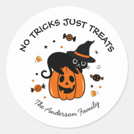 Spooky zwart en Oranje Halloween Party Ronde Sticker