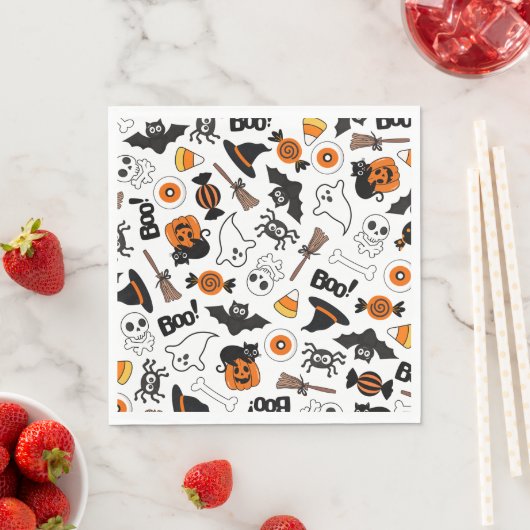 Spooky zwart en Oranje Halloween Party Servet (Insitu)