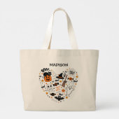Spooky zwart en Sinaasappel Halloween Grote Tote Bag (Achterkant)