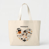 Spooky zwart en Sinaasappel Halloween Grote Tote Bag (Voorkant)