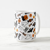 Spooky zwart en Sinaasappel Halloween Koffiemok (Voorkant rechts)