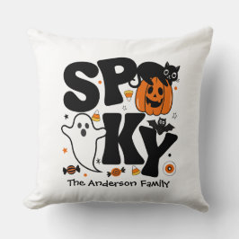Spooky zwart en Sinaasappel Halloween Sierkussen