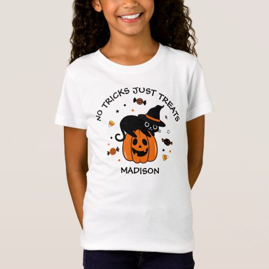 Spooky zwart en Sinaasappel Halloween T-shirt (Voorkant)
