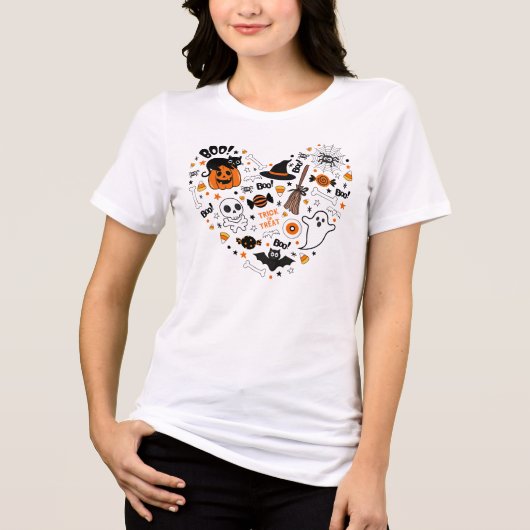 Spooky zwart en Sinaasappel Halloween Tri-Blend Shirt (Voorkant)
