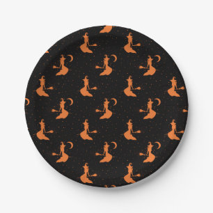 Spooky zwart en Sinaasappel Witch Paper Borden Papieren Bordje