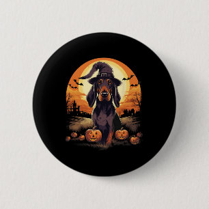 Spooky zwart en tan coonhound hond heks Halloween Ronde Button 5,7 Cm