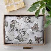 Spooky zwart en wit Bloemen Kleine Schedel Hallowe Tissuepapier (Geschenk)