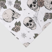 Spooky zwart en wit Bloemen Kleine Schedel Hallowe Tissuepapier (Detail)