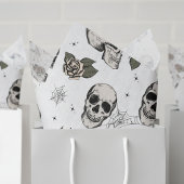 Spooky zwart en wit Bloemen Kleine Schedel Hallowe Tissuepapier