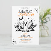 Spooky Zwart en Wit Scary Ghosts Verjaardag Kaart (Staand voorkant)