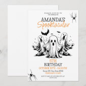 Spooky Zwart en Wit Scary Ghosts Verjaardag Kaart (Voorkant / Achterkant)