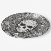 Spooky zwart en witte schedel Halloween feest Papieren Bordje (Gekanteld)