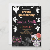 Spooky Zwart Halloween Verjaardag Uitnodigingen (Voorkant)