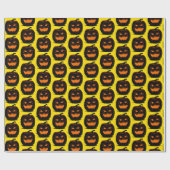 Spooky zwart pompoenen geel Halloween patroon Cadeaupapier (Vlak)