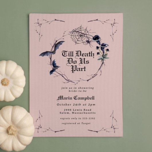 Spooky Zwart Roze Halloween Vrijgezellenfeest Kaart