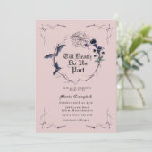 Spooky Zwart Roze Halloween Vrijgezellenfeest Kaart (Staand voorkant)