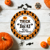 Spooky Zwart Sinaasappel Pompoen Boy Halloween Ver Ronde Sticker