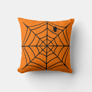 Spooky Zwart & Sinaasappel Spiderweb Spider Hallow Kussen