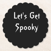Spooky Zwart & Wit Halloween Party Paper Onderzett Kartonnen Onderzetters (Voorkant)