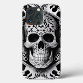 Spooky zwart & wit lachende kant schedel Case-Mate iPhone case (Achterkant)