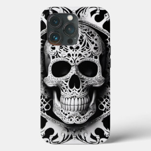 Spooky zwart & wit lachende kant schedel Case-Mate iPhone case